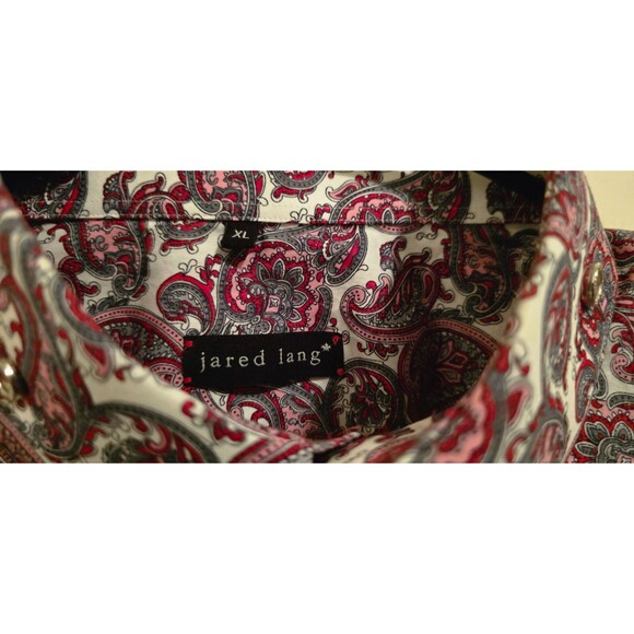 Jared Lang Shirt Mens XL White & Red Cotton Paisley Long Sleeve Regular Fit - Picture 6 of 7